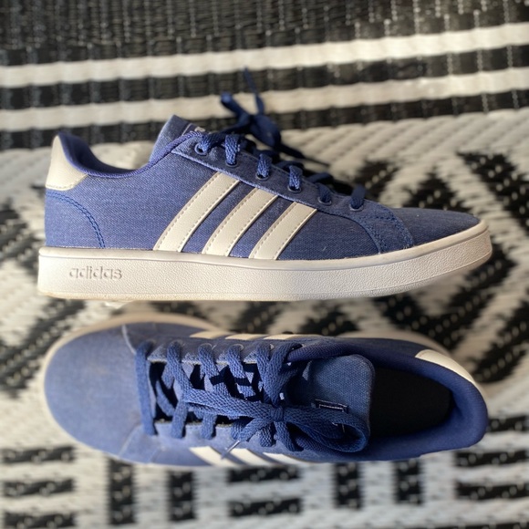 Navy Grand Court Adidas Canvas Sneakers - Picture 3 of 9